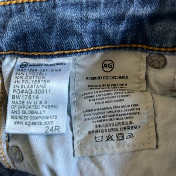 AG Adriano Goldschmied Skinny Ripped Jeans Blue Light Wash Size 24R. EUC - Picture 6 of 6